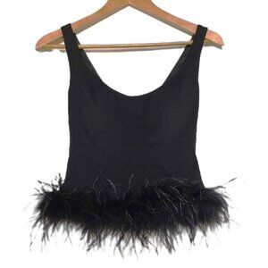 NWOT $198 HUTCH RIZZO FEATHER TANK TOP IN BLACK SIZE XS